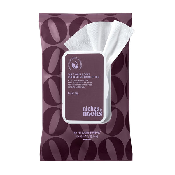Niches & Nooks pH Balanced Aloe Vera Feminine Flushable Wipes for Women with Sensitive Skin