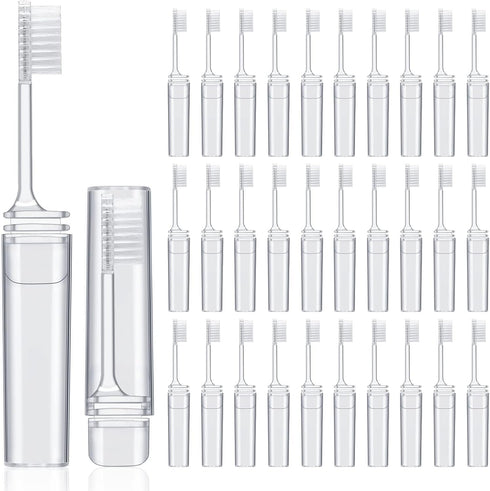 Rtteri 50 Pcs Travel Toothbrush Kit - Bulk Folding Toothbrush with Cover, Portable Travel Size Mini Toothbrush for