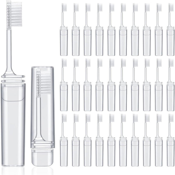 Rtteri 50 Pcs Travel Toothbrush Kit - Bulk Folding Toothbrush with Cover, Portable Travel Size Mini Toothbrush for