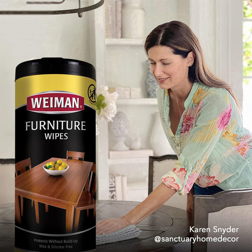 Weiman Wood Cleaner and Polish Wipes, 4 Pack (120 Wipes), Furniture Beautifier with UV Protection, Pleasant Scent