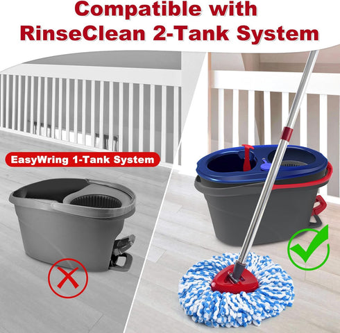 Set 2-Tank Set Spin Mop Handle,Mop Heads Replacements,Scrubber Mop Head and Mop Base Combo Compatible with Ocedar