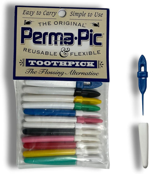 Original Perma Pic Reusable Toothpicks (12-Pack), Portable & Travel-Ready Flossing Alternative for Oral Hygiene