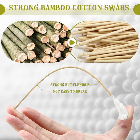 Zhehao 300 Pcs Large Cotton Swabs, 8 Inch Cotton Tipped Applicators with Bamboo Handle for Wound Cleaning, Makeup