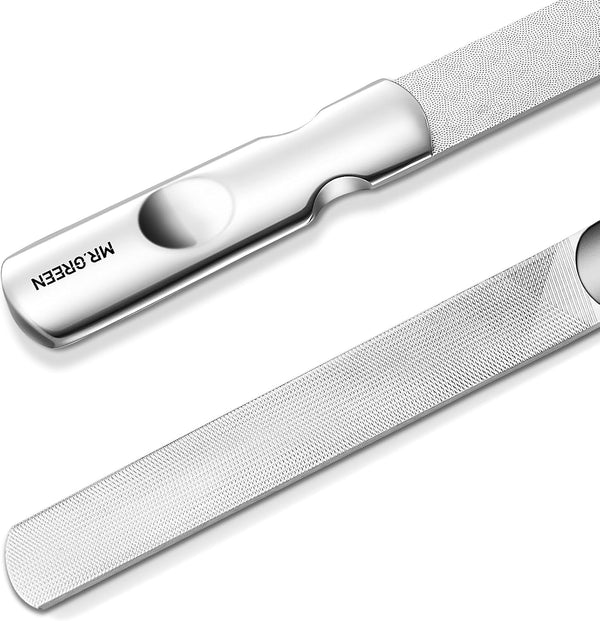 MR.GREEN Long Double Sided Nail Files, Stainless Steel Manicure Pedicure Grooming Tools for Finger Toe Nail Care
