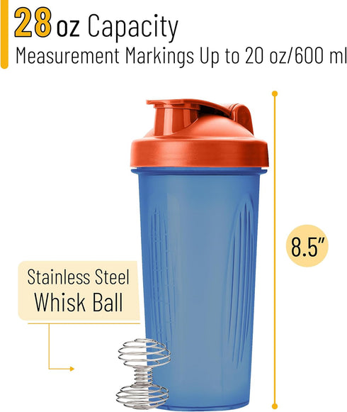 Mr. Pen Shaker Bottles for Protein Mixes, 28 oz Protein Shaker Bottle with Wire Whisk Ball, Mixer Cup