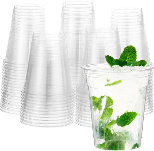 Yaomiao 100 Pcs Clear Commercially Cold Cups Disposable Party Cups Plant Based Drinking