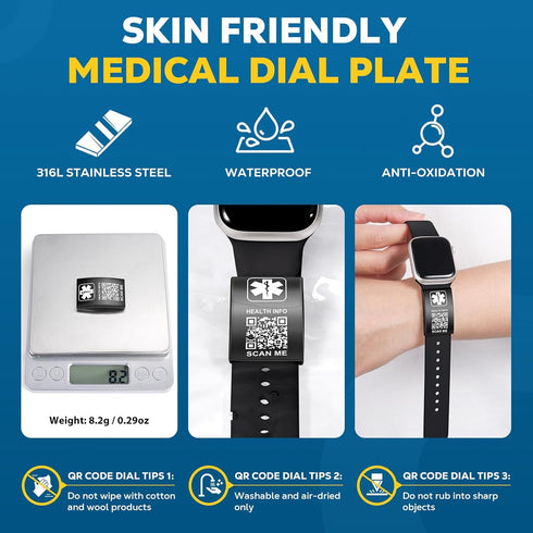 Upgraded Medical Bracelets Men Women with QR Code Medical Alert ID Bracelets - Titanium Steel Wristband Fits Wrists Up 8''-10'' - More Space Custom Emergency Medical ID Info