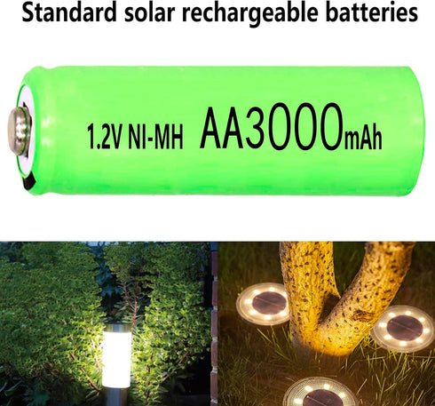 Ni-MH AA 3000mAh Rechargeable Batteries, 1.2V Double A High Capacity for Garden Landscaping, Outdoor Lights (4 Pack)