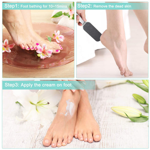 Professional Pedicure Foot File, Coarse/Fine Double Side Reusable Stainless Steel Cracked Skin Corns Callus Remover
