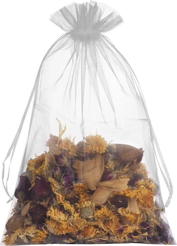 50 PCS White Organza Bags 8x12 - Drawstring Wedding & Party Gift Bags
