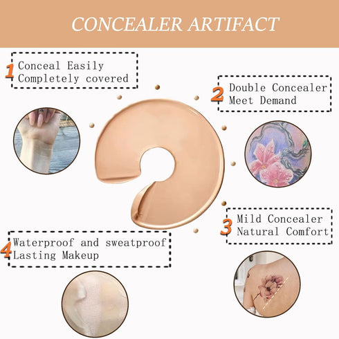 Tattoo Cover Up - Invisible Waterproof Concealer Kit for Body Leg Tattoos, Scars, and Dark Spots
