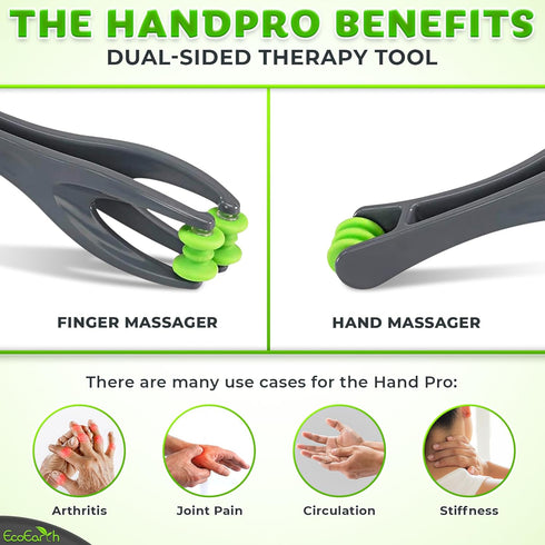 EcoEarth Finger & Hand Massager for Deep Tissue Comfort - Acupressure Massage Rollers for Arthritis, Carpal Tunnel, Stress & Pain Relief - Dual Sided Massage Therapy for Hands, Palm & Wrist