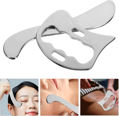 Set, 2pcs VILLCASE Stainless Steel Body Scraper Board and Muscle Massage Tool Fascia Scraper for Soft Tissue Release