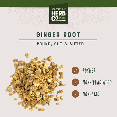 Monterey Bay Herb Co. Ginger Root Powder | Pungent Spice | Add to Foods | Use in Bath Soaks & Body Scrubs (1 Pound, Powder)