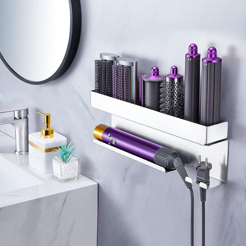 Hair Dryer Holder Wall Mount for Curling Iron Attachment Organizers and Storage, Adhesive Hair Dryer and Curling Iron