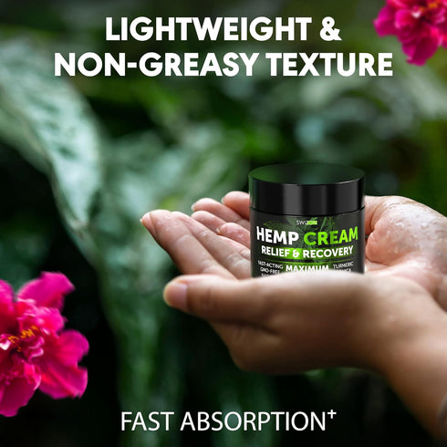 Natural Hemp Cream for Muscles and Joints - Muscle Relaxer Gel with Arnica, Turmeric, and Menthol (4 oz)