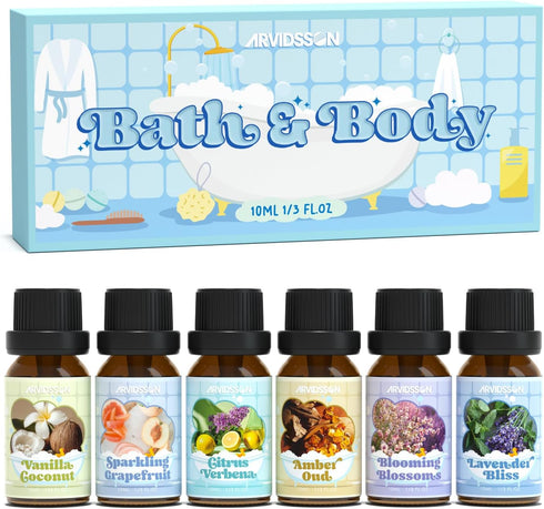 Bath Fragrance Oils Set, ARVIDSSON Natural Spa Essential Oils for Diffuser, Soap