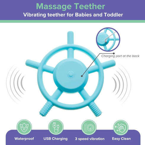 TalkTools Rechargeable Sensory Teether Soft Food-Grade Silicone, Gentle Pulsing, Multiple Intensity Levels, Waterproof