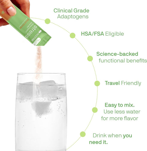 Stress Support Adaptogen Drink Mix Supplement for Energy, Mood & Cortisol Balance, Natural Herbal Mix