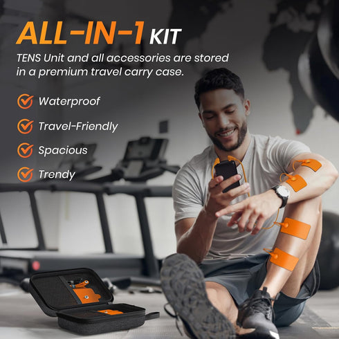 3-in-1 TENS Unit with 32 Modes - Dual Channel EMS Muscle Stimulator with 40 Intensities, Rechargeable Pulse Massager