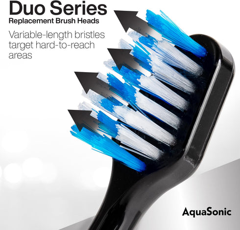 AquaSonic Duo Series Replacement Brush Heads for Normal & Sensitive Teeth | Compatible with Duo Series Toothbrush