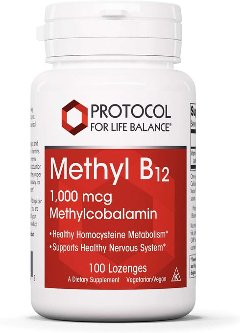 Protocol Methyl B12 1,000mcg - Supports Brain Health & Healthy Nervous System* - 100 Lozenges, Kosher, Halal & Vegan
