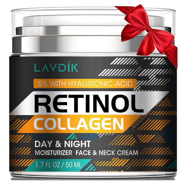 Retinol Cream for Face, Hyaluronic Acid Moisturizer, Anti-Aging Collagen Cream for Women and Men, 1.7 FL OZ