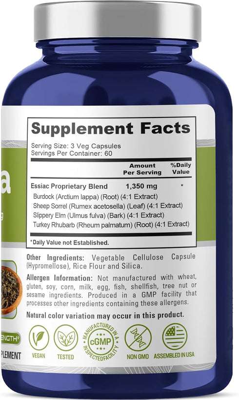 NusaPure Essiac Tea 1350 mg - 180 Veggie Caps, Vegetarian, Non-GMO