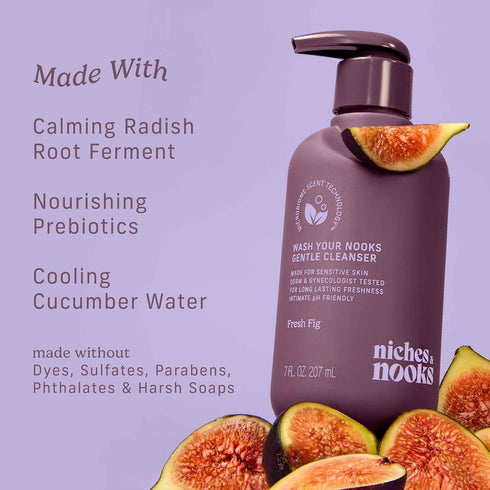 Niches & Nooks 7 oz Gentle Nooks Cleanser Fresh Fig pH Balanced Feminine Wash, Intimate Cleanser for Women, Lightly