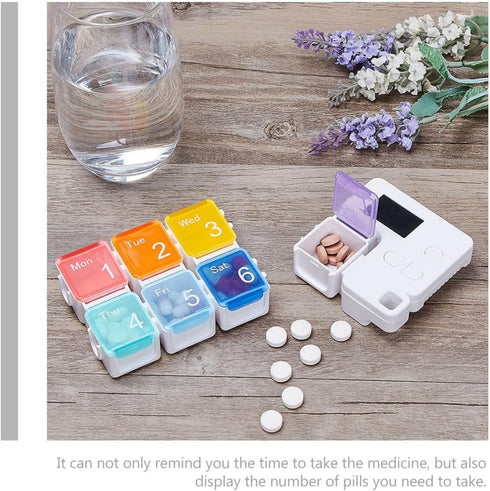 Ipetboom 7-Compartment Electronic Weekly Pill Organizer, Detachable Medicine Box with Sealed Compartments, Portable