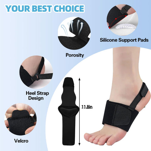 Arch Support Brace, Pair of Sleeves for Plantar Fasciitis Relief, Adjustable Compression Bands with Gel Pads