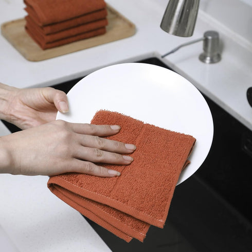 Glynniss 100% Cotton Dishcloths, Highly Absorbent Kitchen Dish Rags (11 x 11 Inches, 12 pcs, White)