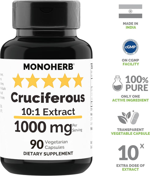 Cruciferous Extract 1000 mg - 90 Vegetarian Capsules for Antioxidant Support