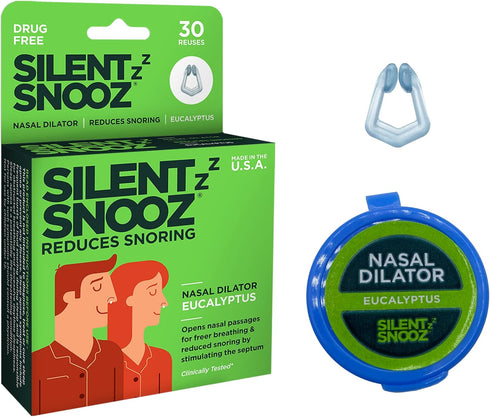 Silent Snooz Nasal Dilator, Anti-Snore Device, Reusable, Eucalyptus Scented, Made in USA
