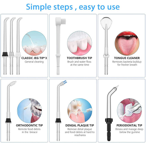 TUREWELL Water Dental Flosser for Teeth/Braces, 8 Jet Tips, 10 Pressure Levels, 600ML Oral Irrigator (Black)
