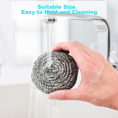 15 Pack Steel Wool Scrubber - Heavy Duty Stainless Steel Scrubbers for Cleaning Dishes, Pots, Pans, Bathroom, Oven