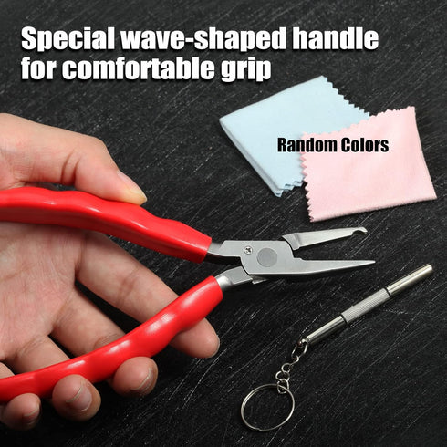 6 Inches Nose Pad Plier for Adjusting Eyeglass Arms, Stainless Steel Optical Hand Tool with Screwdriver
