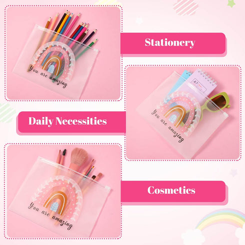 Reginary 50 Pcs Inspirational Gifts Bulk - Cosmetic Bag EVA You Are Braver Makeup Bag for Women