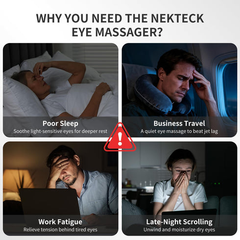 Nekteck Eye Massager with Heat, Birthday Gifts Eye Mask Massage for Migraine Relief, Heated Smart Migraine Massager