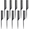 Leinuosen 10 Pcs Rat Tail Comb Styling, Carbon Heat Resistant Anti Static Teasing Comb, Black