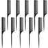 Leinuosen 10 Pcs Rat Tail Comb Styling, Carbon Heat Resistant Anti Static Teasing Comb, Black