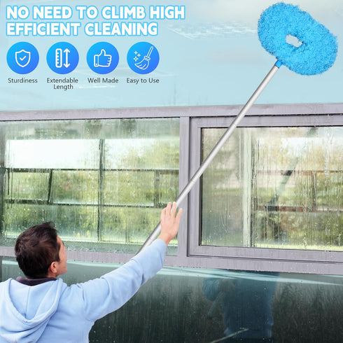 Eunice Ceiling Fan Duster with Extension Pole, Adjustable Fan Cleaner Blade for High Ceiling, Blue