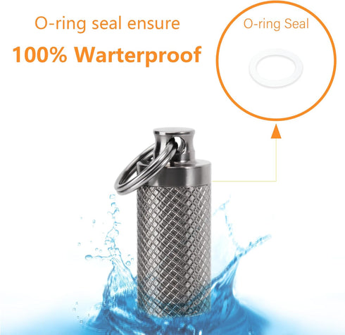 Titanium Keychain Pill Holder Container,Waterproof Portable Pill Box Case for Purse or Pocket, Pill Fob Medicine Organizer for Outdoor Travel Camping(1pc)