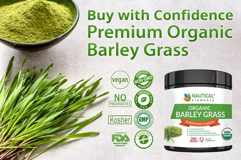 Barley Grass Powder - USDA Certified Organic, Non-GMO, Vegan, Rich in Antioxidants, Protein, Fiber, 200 Grams