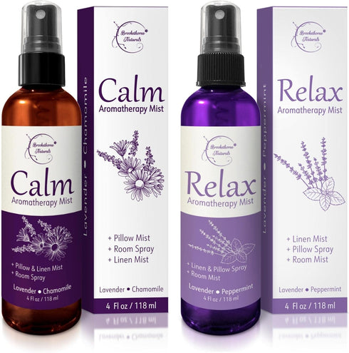 Lavender Spray Aromatherapy Mist Set of 2 - Natural Linen Spray and Pillow Spray with Lavender & Chamomile