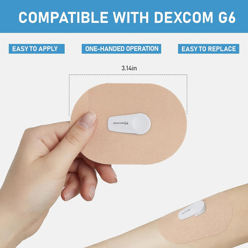 Dexcom G6 Adhesive Patches Waterproof, 30 Pack Beige Overpatch, Premium Transparent G6 Overlay Patches, Hypoallergenic