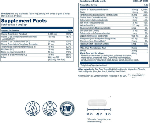 Immune 60 60 SOLARAY Once Daily High Energy Multivitamin for Women and Men with Vitamin C, Vitamin D and Whole Food