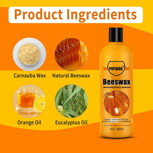 PIPIHUA Beeswax Furniture Polish & Conditioner 16.23 Fl Oz - Wood Cleaner and Polish