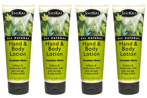 ShiKai Cucumber Melon Hand & Body Lotion (8oz, Pack of 4) | Daily Moisturizing Skincare with Aloe Vera & Vitamin E