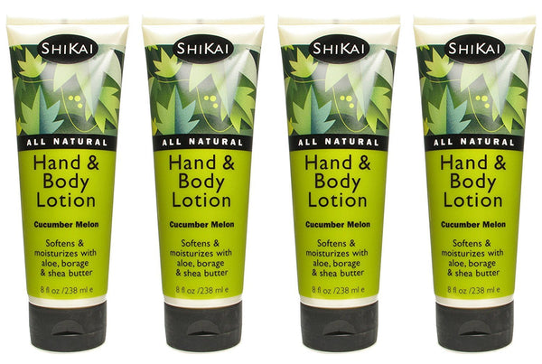 ShiKai Cucumber Melon Hand & Body Lotion (8oz, Pack of 4) | Daily Moisturizing Skincare with Aloe Vera & Vitamin E